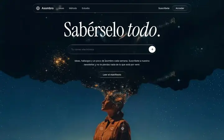 Demo Asombro, web para medios de ideas y estudios de innovación