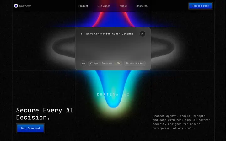 Demo Cortexa, web para saas de ciberseguridad e inteligencia artificial