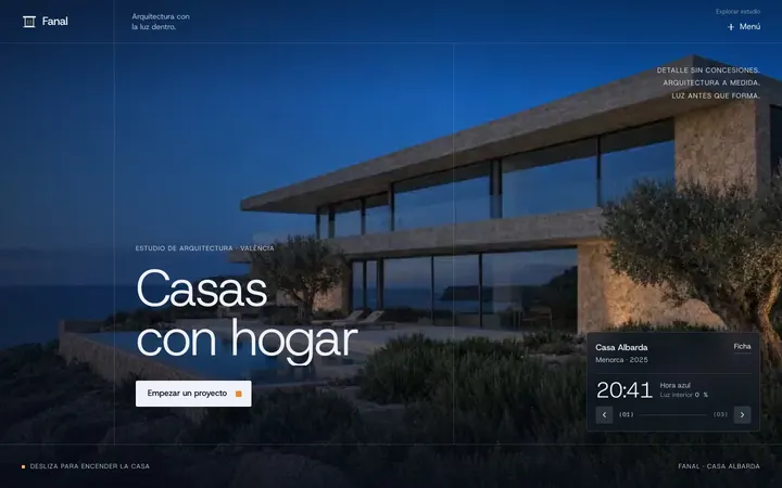 Tema Fanal, ejemplo de diseño web para arquitectura e interiorismo