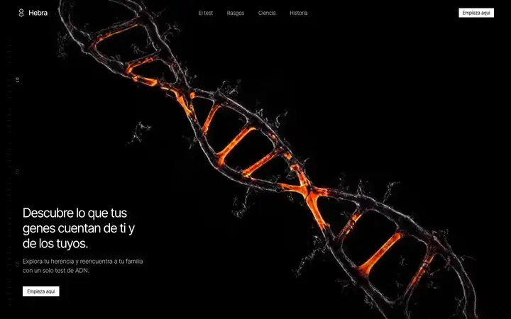 Tema Hebra, ejemplo de diseño web para biotecnología y genética