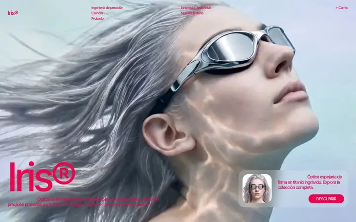 Tema Iris, ejemplo de diseño web para ópticas y eyewear