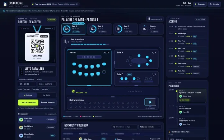 Lab Credencial, demo de reservas y ocupación