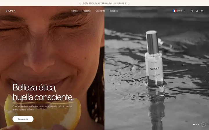 Tema Savia, ejemplo de diseño web para peluquerías y estética