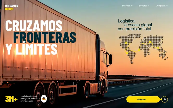 Tema Ultramar, ejemplo de diseño web para logística y transporte