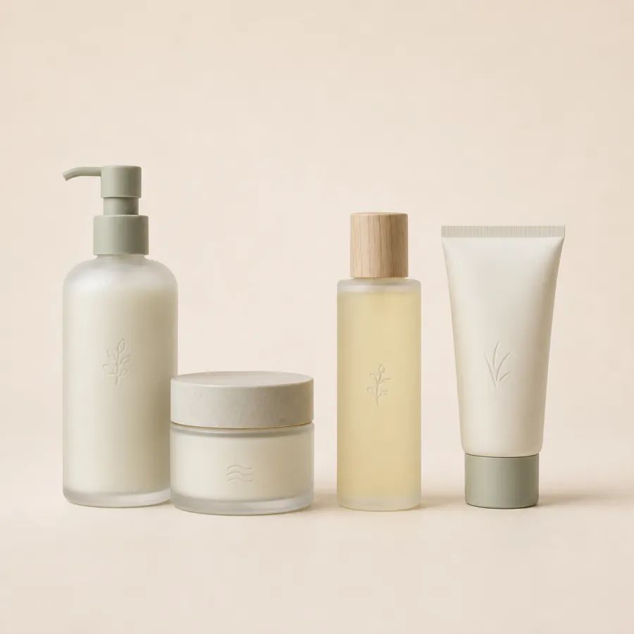 Colección de loción, bálsamo, aceite y crema corporal