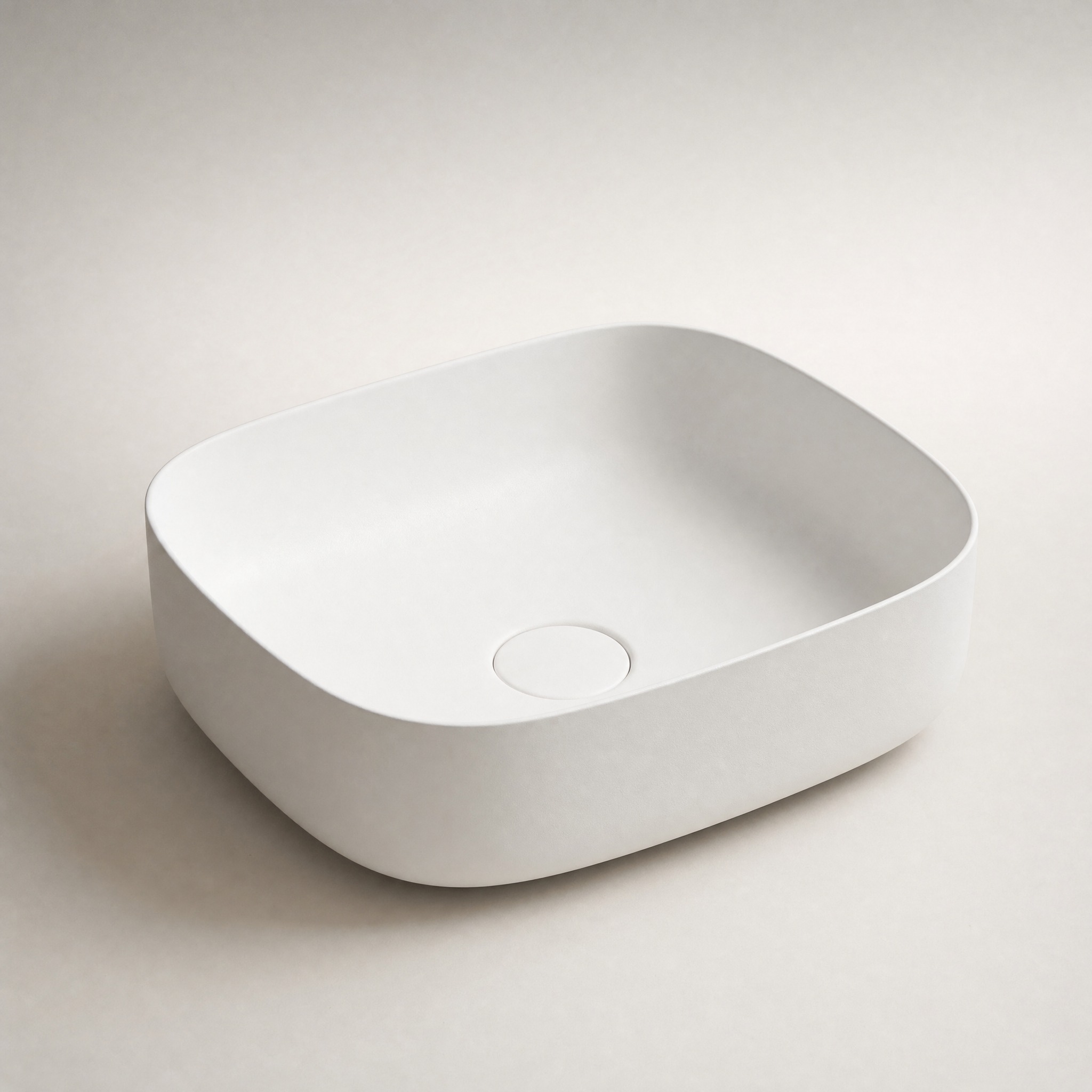 Lavabo cerámico blanco redondeado