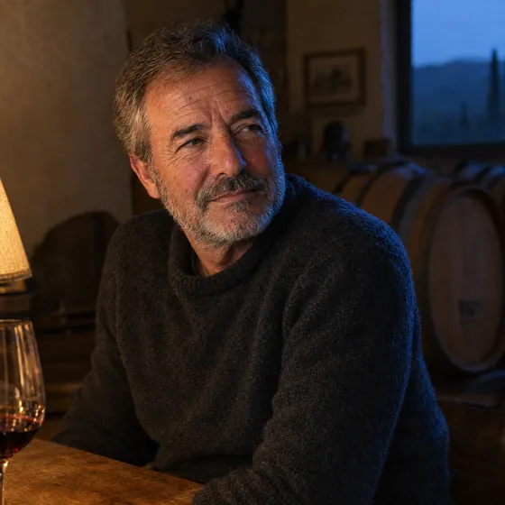 Retrato de Íñigo Arrieta en la sala de catas de la bodega